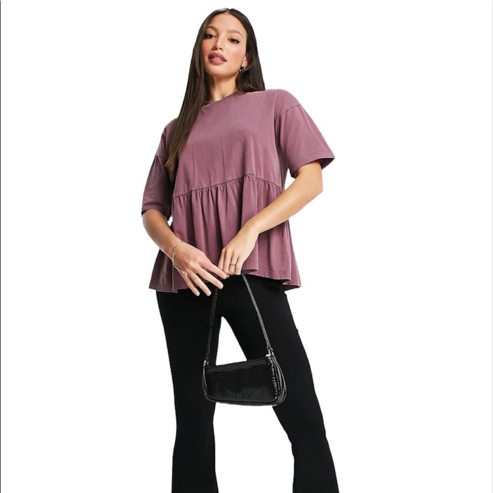 🟢ASOS DESIGN Tall casual smock top in washed purple Size 0